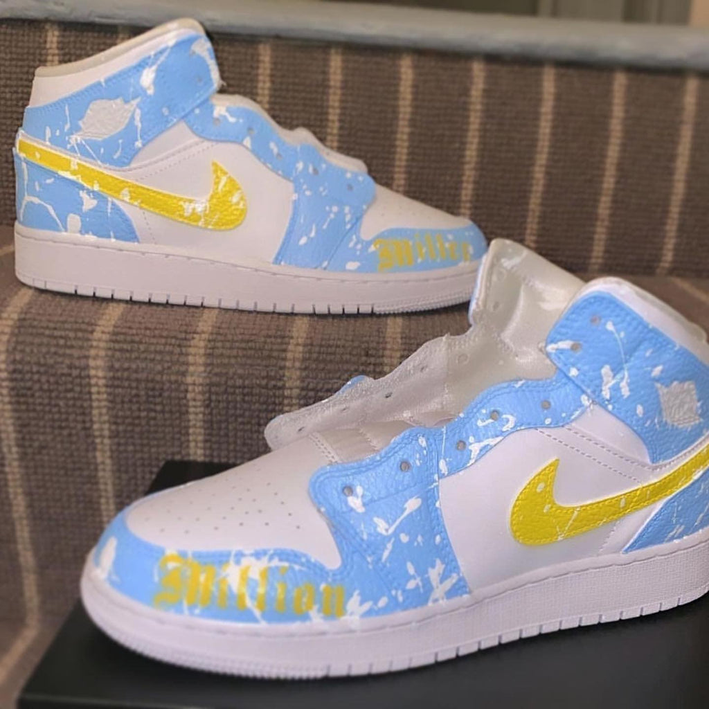 Custom Air Jordan 1 Blue Yellow-oicustom