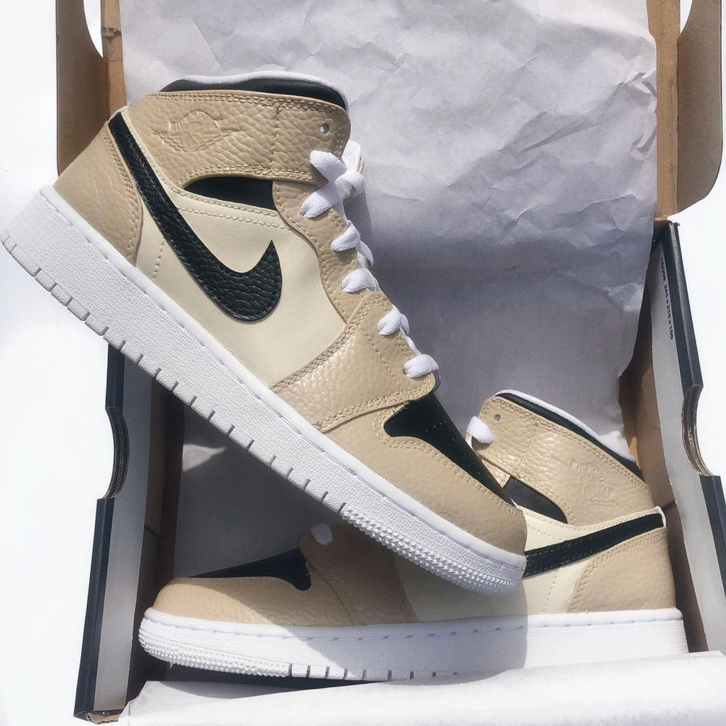 Custom Air Jordan 1 Brown Black Swoosh-oicustom