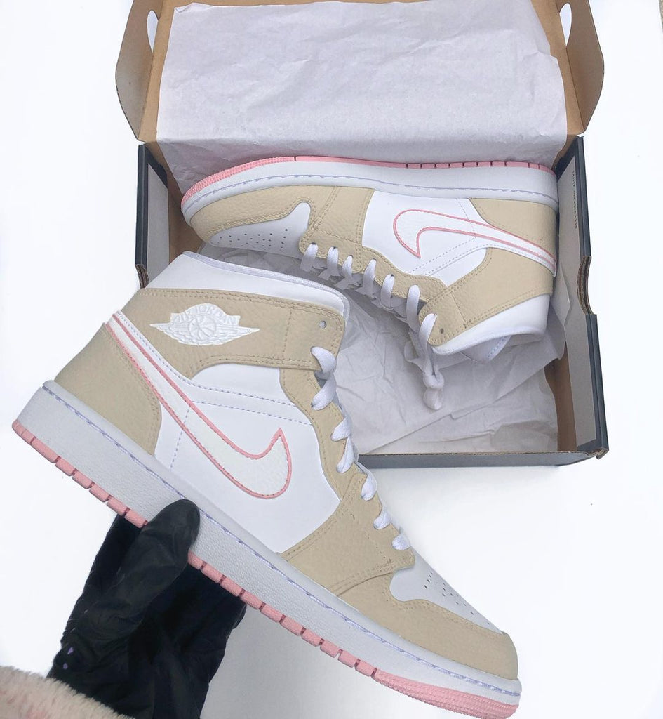Custom Air Jordan 1 Cream Pink-oicustom