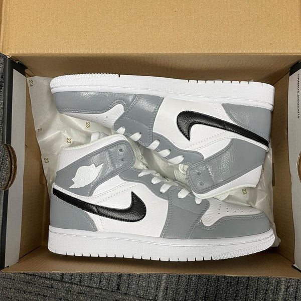 Custom Air Jordan 1 Gray And Black-oicustom