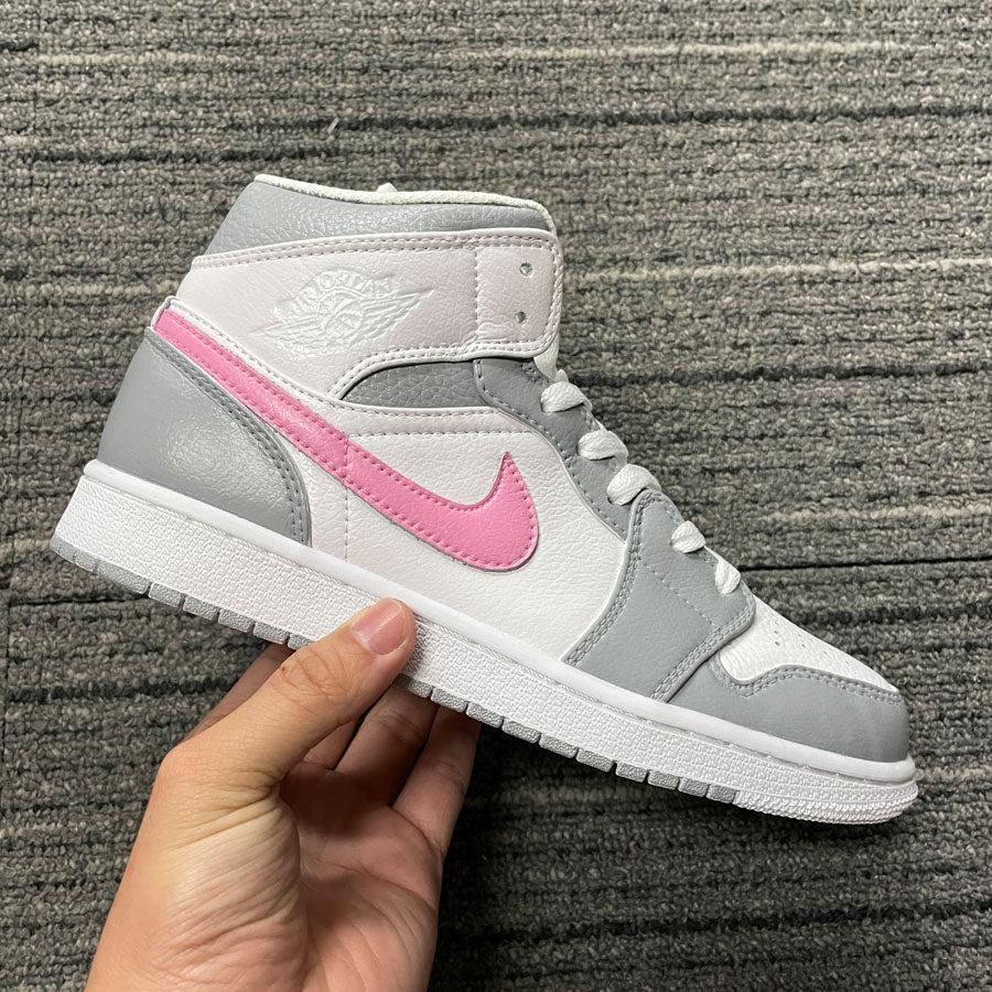 Custom Air Jordan 1 Gray And Pink Swoosh-oicustom