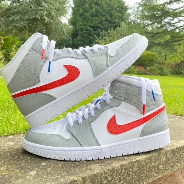 Custom Air Jordan 1 Grey Blue Red-oicustom