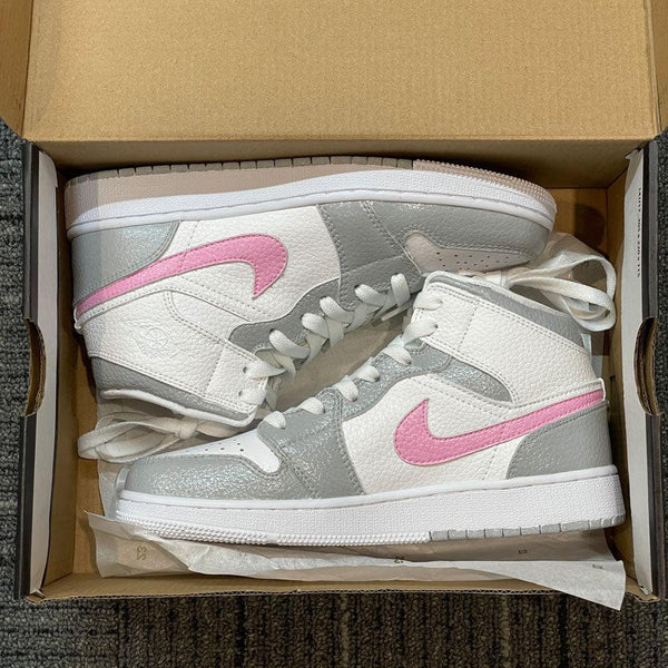 Custom Air Jordan 1 Grey Pink Swoosh-oicustom