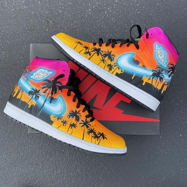 custom painted air jordan 1 mid sneakers