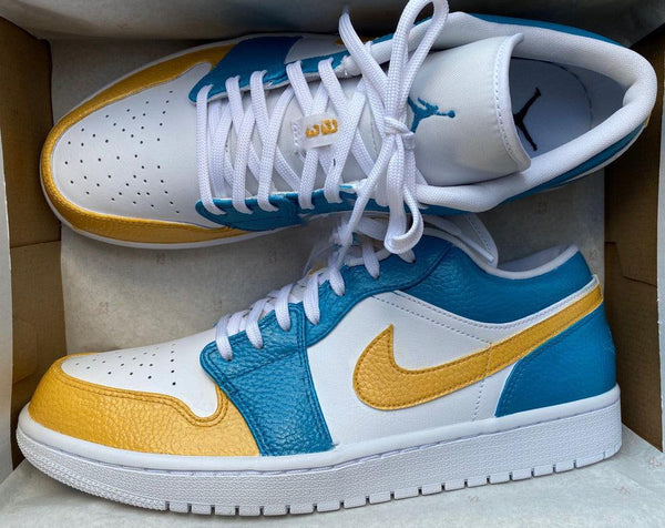 Custom Air Jordan 1 Low Yellow Blue-oicustom