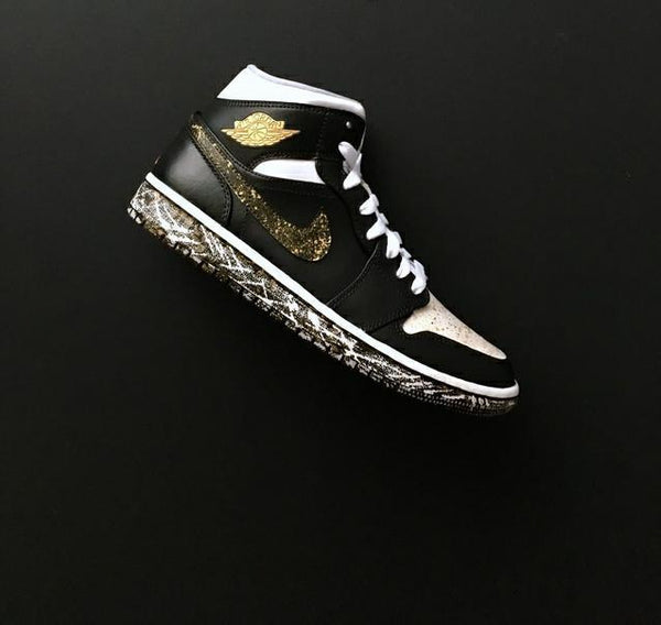Custom Air Jordan 1 Mid All Black-oicustom