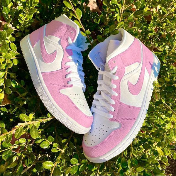 Custom Air Jordan 1 Mid Baby Pink Colorblock-oicustom