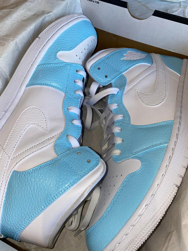 Custom Air Jordan 1 Mid Bule White-oicustom