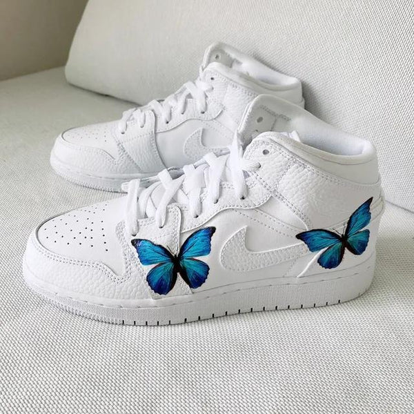 Custom Air Jordan 1 Mid Buttefly Blue-oicustom