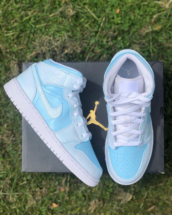 Custom Air Jordan 1 Mid Ice Blue-oicustom