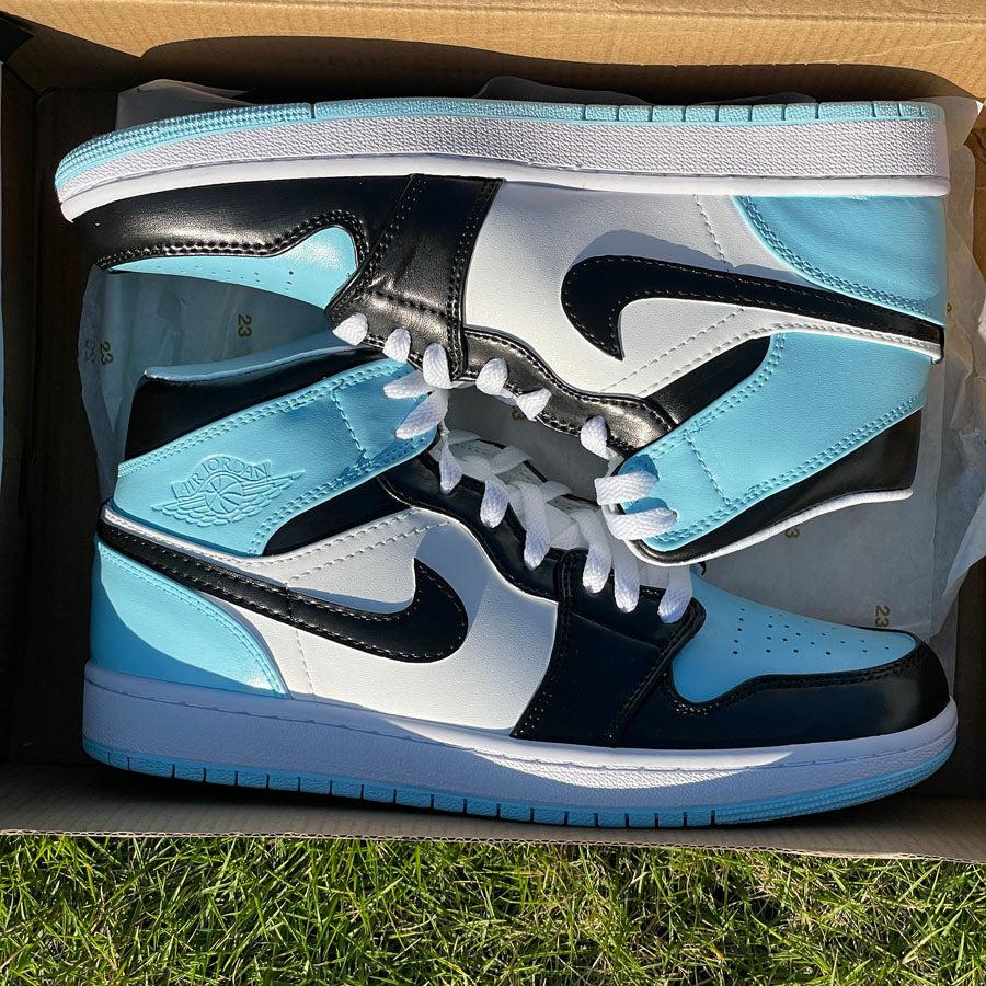 Custom Air Jordan 1 Mid Light Blue-oicustom