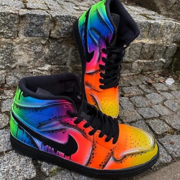 Custom Air Jordan 1 Mid Neon Flash Unique Handpainted Sneakers-oicustom
