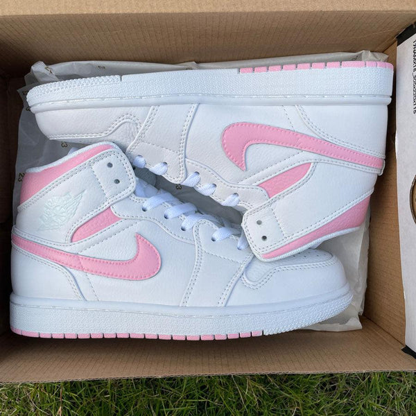 Custom Air Jordan 1 Mid Pink Swoosh â oicustom