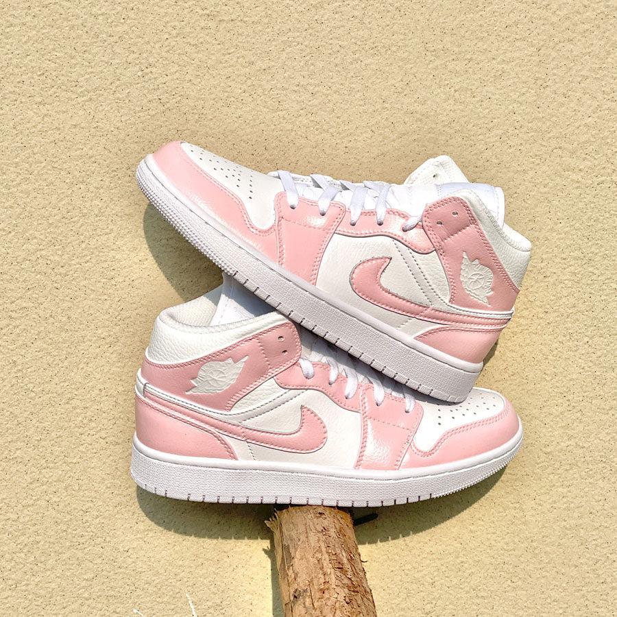 Custom Pink Air Jordan 1 Mids Blinged Air Jordan 1 Mid Hot Pink Custom Sneakers  main image 4
