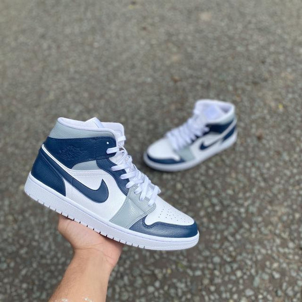 Custom Air Jordan 1 Navy Blue Grey-oicustom