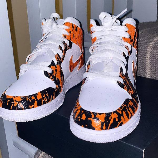 Custom Air Jordan 1 Orange Black-oicustom