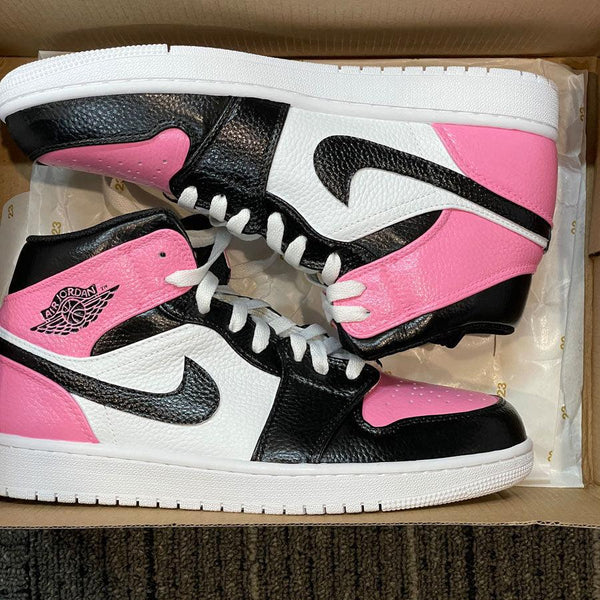Custom Air Jordan 1 Pink Black And White-oicustom