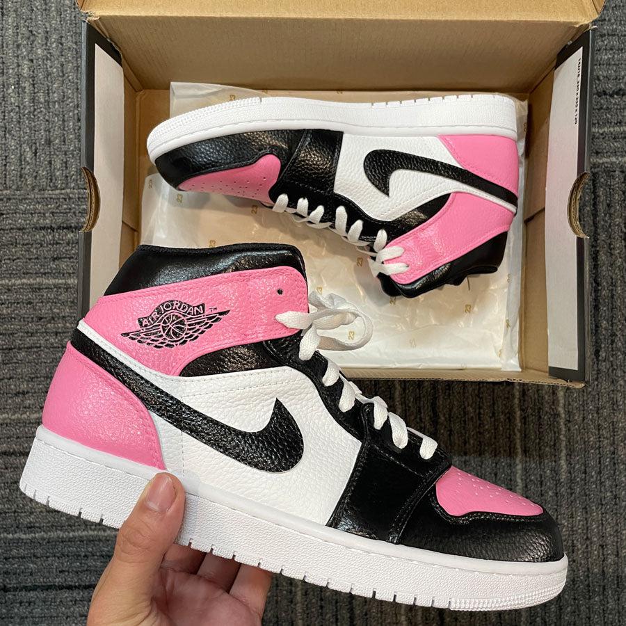 Custom Air Jordan 1 Pink Black And White-oicustom