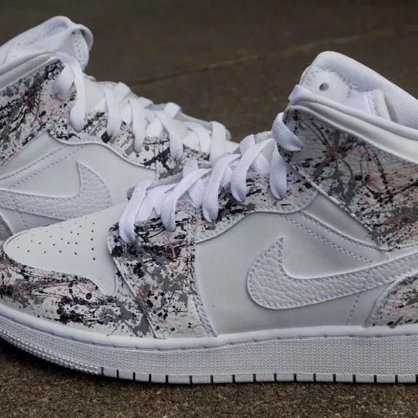 Custom Air Jordan 1 Pink Grey Splatter-oicustom