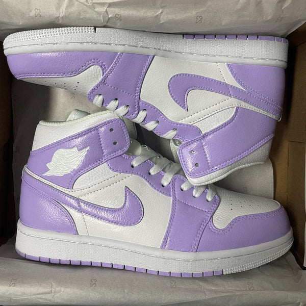 Custom Air Jordan 1 Purple And White-oicustom