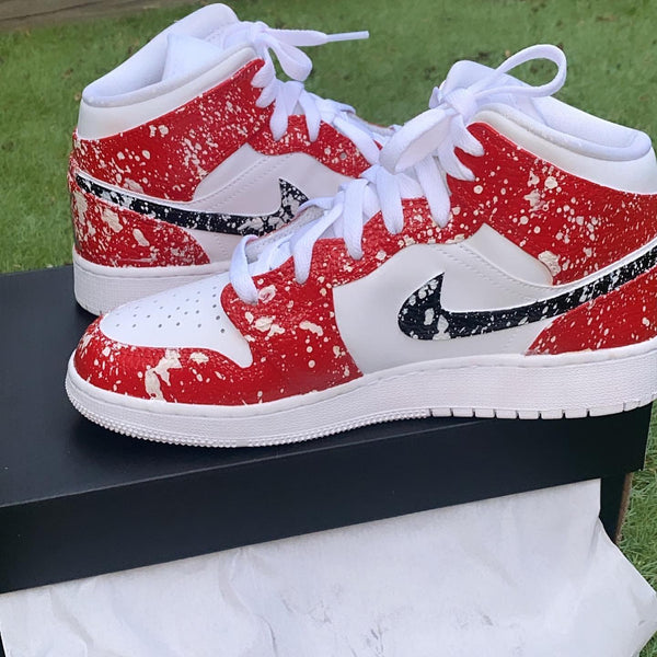 Custom Air Jordan 1 Red Black-oicustom