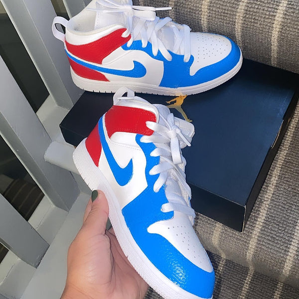 Custom Air Jordan 1 Red Blue-oicustom