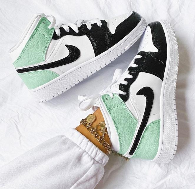 Custom Air Jordan 1 Swoosh Mint Green Painted Sneakers – oicustom