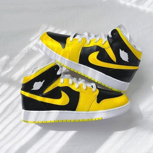Custom Air Jordan 1 Yellow Swoosh Sneakers-oicustom