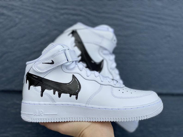 Custom Black Nike Drip Air Force Ones-oicustom