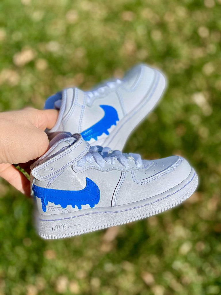 Custom Blue Nike Drip Air Force Ones-oicustom