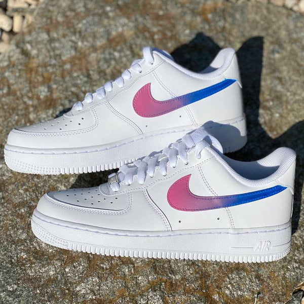 Custom Blue Pink Gradient Swoosh Nike Air Force 1-oicustom