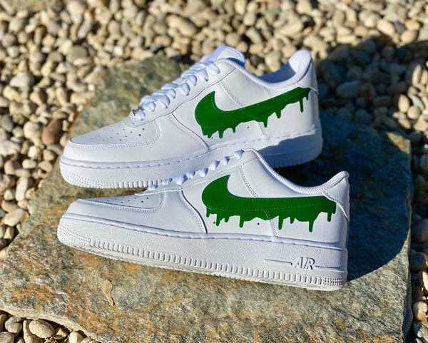 Custom Green Nike Drip Air Force Ones-oicustom