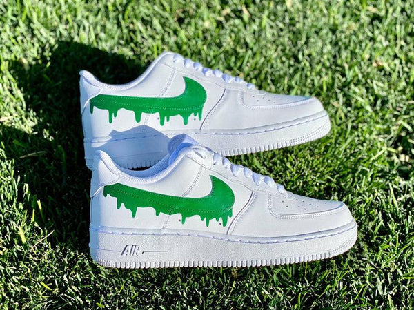 Custom Green Nike Drip Air Force Ones-oicustom