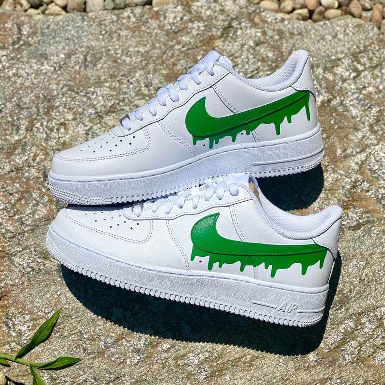 Custom Green Nike Drip Air Force Ones-oicustom