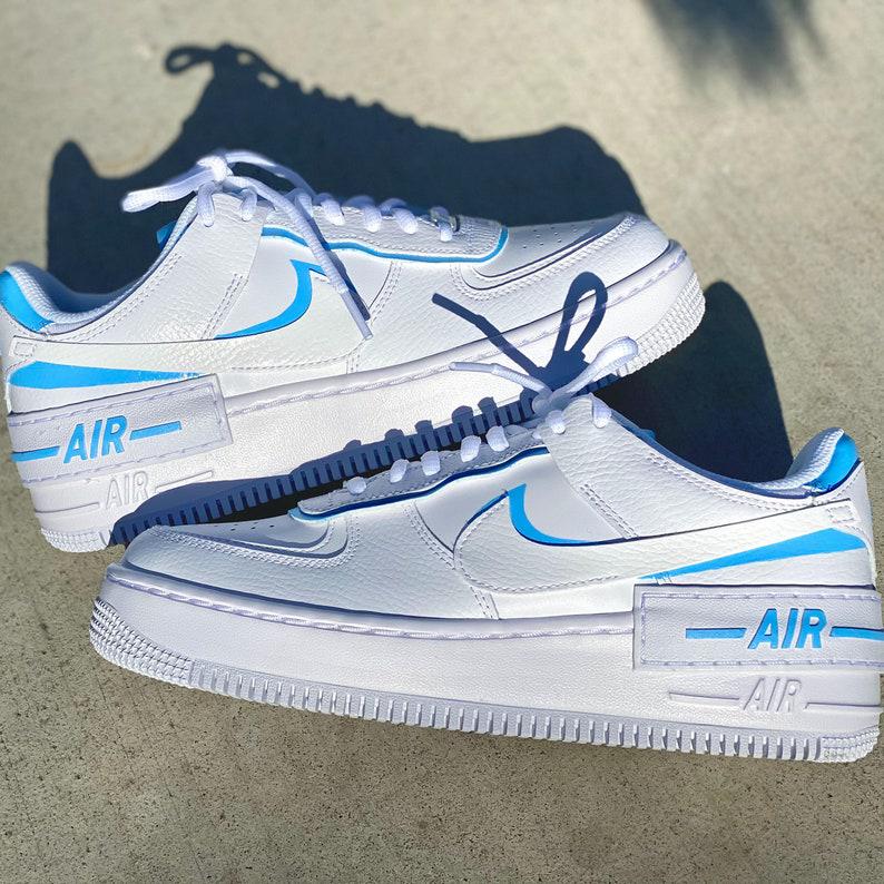 Custom Light Blue Nike Air Force Ones Shadow