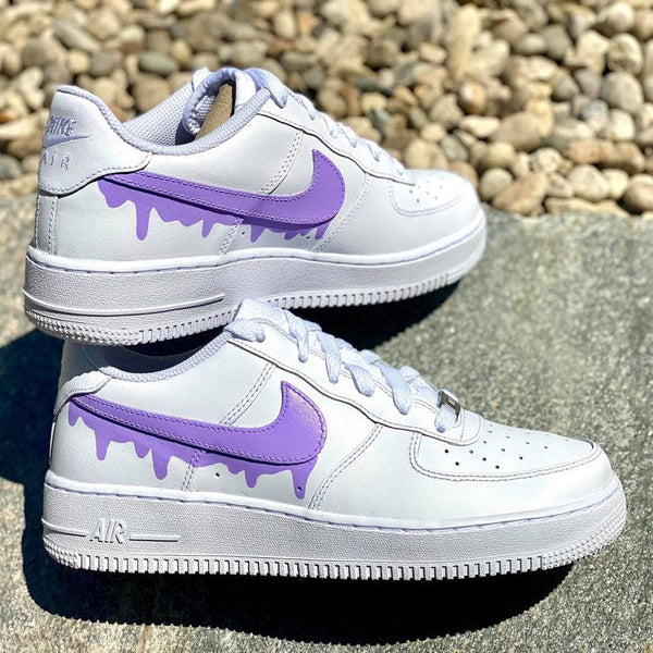 Custom Light Purple Nike Drip Air Force Ones-oicustom