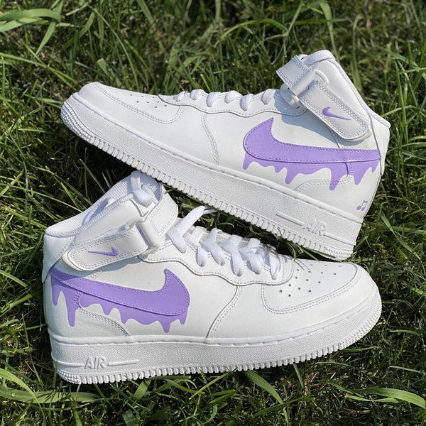 Custom Light Purple Nike Drip Air Force Ones-oicustom