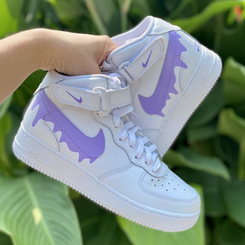 Custom Light Purple Nike Drip Air Force Ones-oicustom