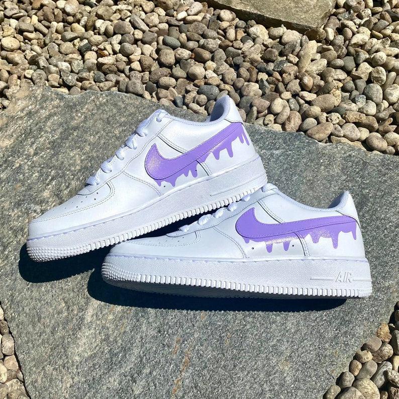 Custom Light Purple Nike Drip Air Force Ones-oicustom