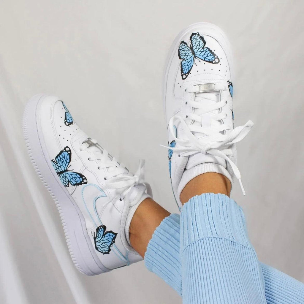 Custom Nike Air Force Blue Butterfly1
