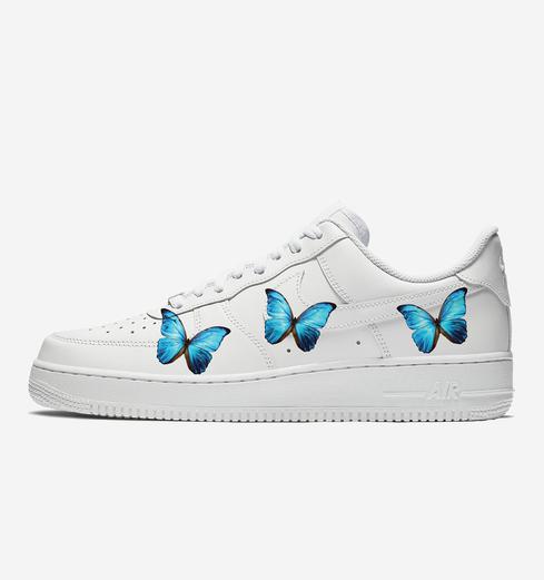 Custom Nike Air Force 1 Blue Butterfly-oicustom