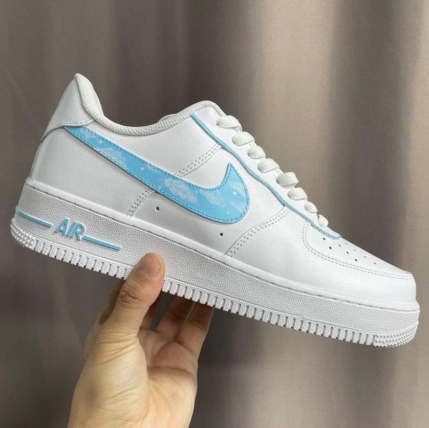 Custom Nike Air Force Blue White cloud