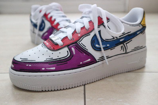 Custom Nike Air Force 1 Cartoon Red Blue-oicustom