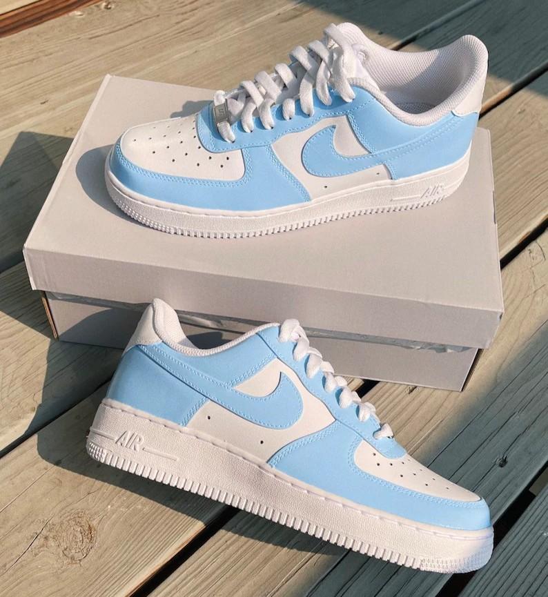 Custom Nike Air Force 1 Colorblock Baby Blue – oicustom