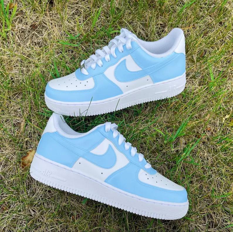 Custom Nike Air Force Colorblock Baby Blue
