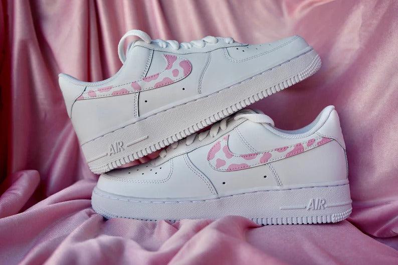 Custom Nike Air Force Cow Print Pink - Main Image