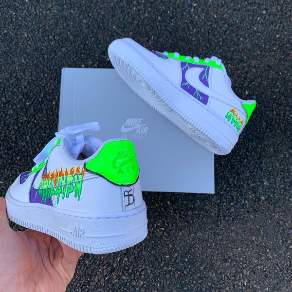 Custom Nike Air Force 1 Green Purple-oicustom