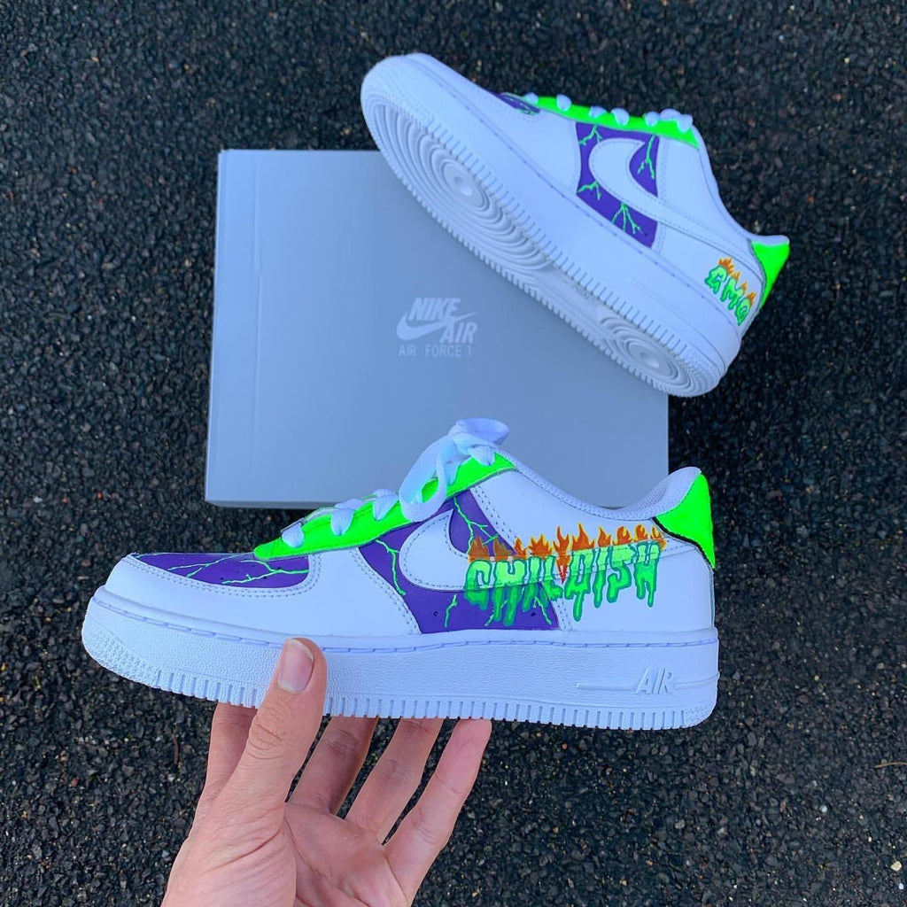 Custom Nike Air Force 1 Green Purple-oicustom