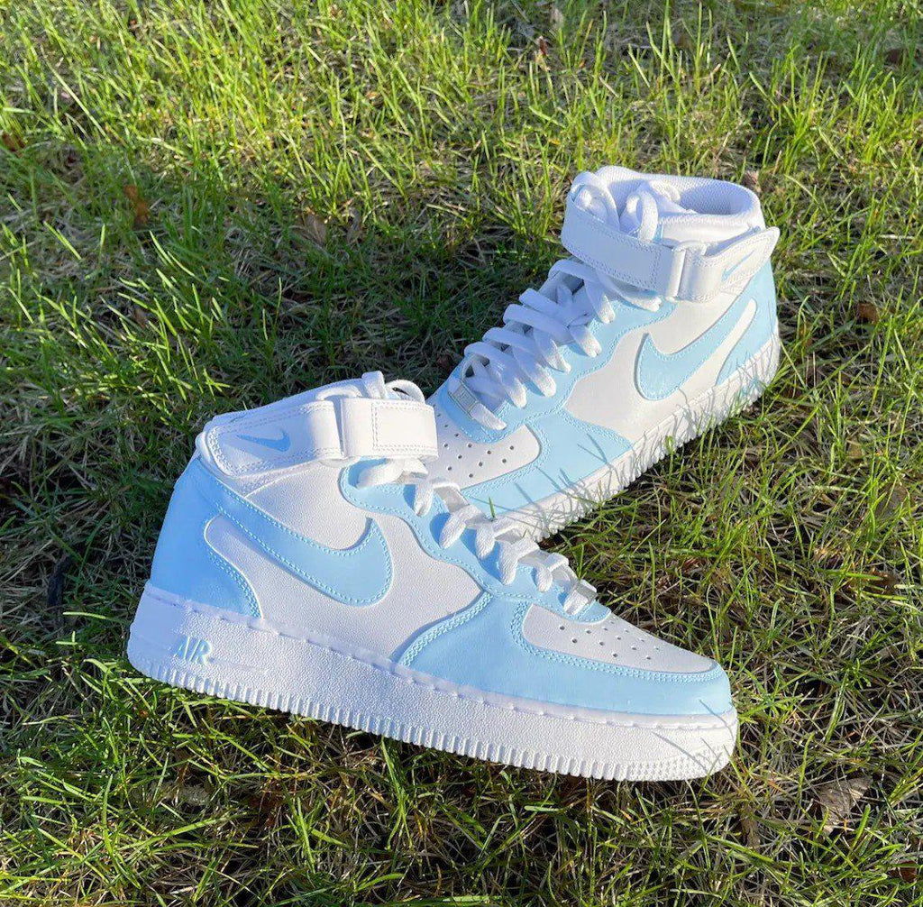 Custom Nike Air Force Mid Baby Blue