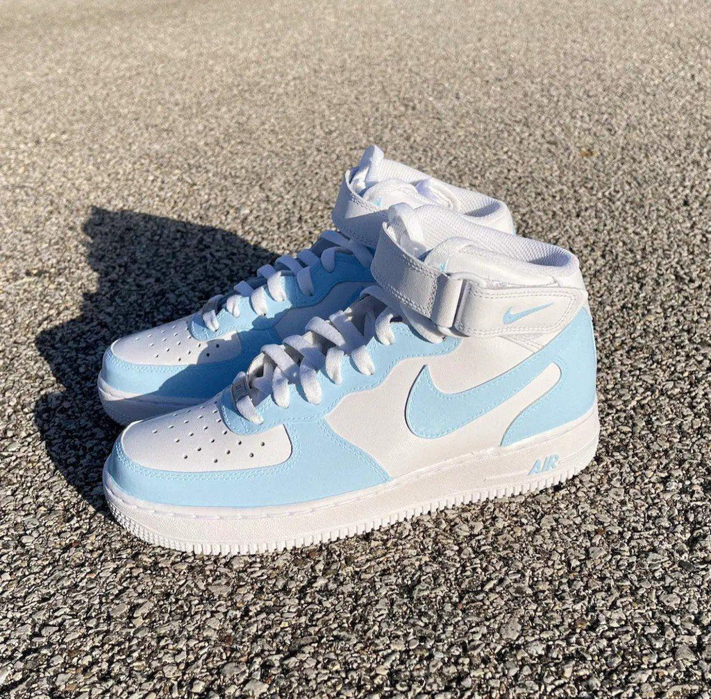 Custom Nike Air Force Mid Baby Blue - Main Image